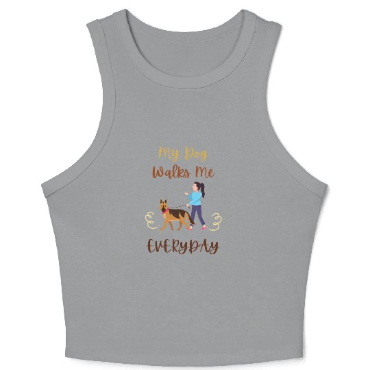 German Shepherd Dog Walking Crop Tank Top