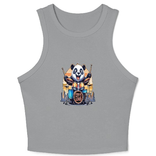 Citys Loud, Urban Beat Panda Drummer Crop Tank Top
