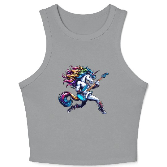Unicorn Rock and Roll Bass & Guitar Crop Tank Top