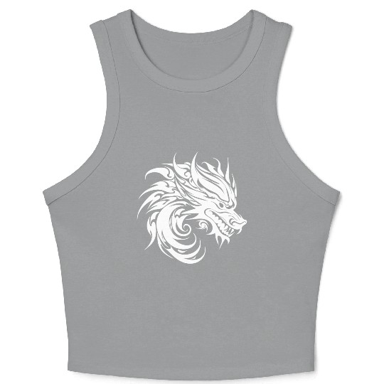 Roaring Chinese Dragon In Tattoo Style Crop Tank Top