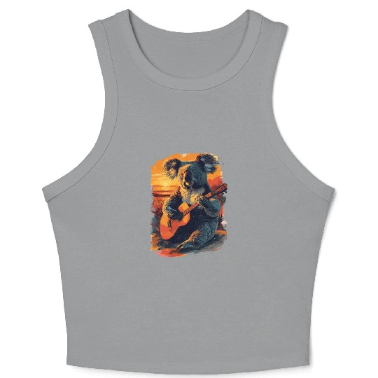 Koala Playing Guitar Music Lover for a Musicians Crop Tank Top