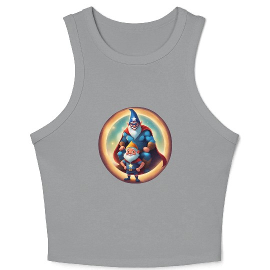 A Father's Day Gnome as a superhero dad Crop Tank Top