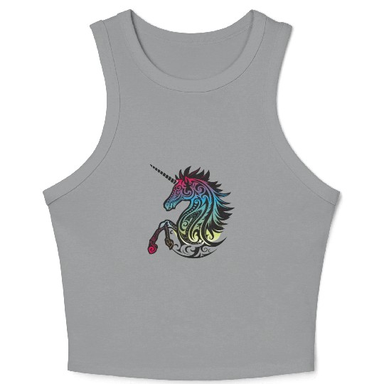 Mystical Rainbow Unicorn Art Crop Tank Top