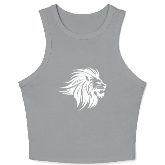 Waving Mane Lion Head Tattoo Ink Style Crop Tank Top