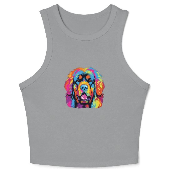 Watercolor Colorful Tibetan Mastiff Crop Tank Top
