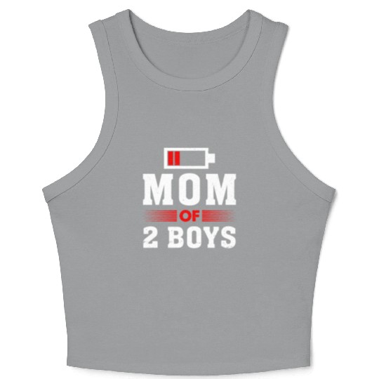 Mom of 2 Boys Mom and Son Matching Mom Crop Tank Top
