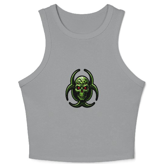Green Biohazard Zombie Alien Crop Tank Top