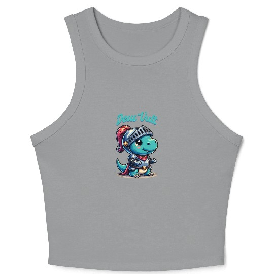 Deus Vult Historical Knight Dragon Crop Tank Top