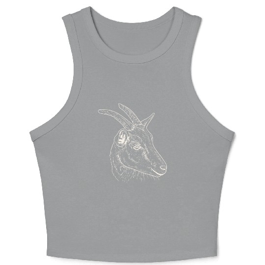 Goat Head - Line Art Crop Tank Top