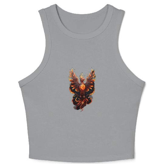 Fiery Phoenix Tattoo Design - Flight of Rebirth Crop Tank Top