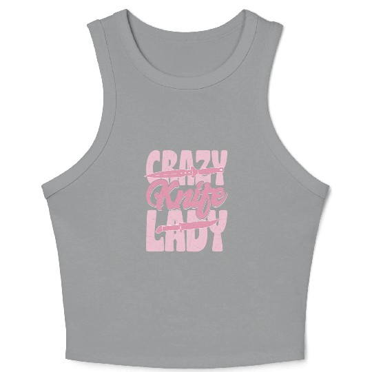 Crazy Knife Lady Hobby Knife Collector Crop Tank Top