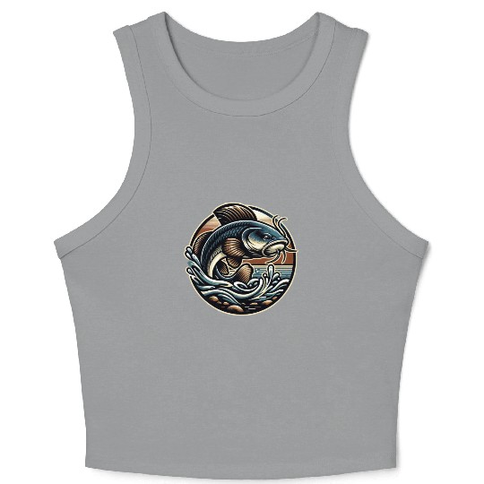 Flathead Catfish Fishing Crop Tank Top
