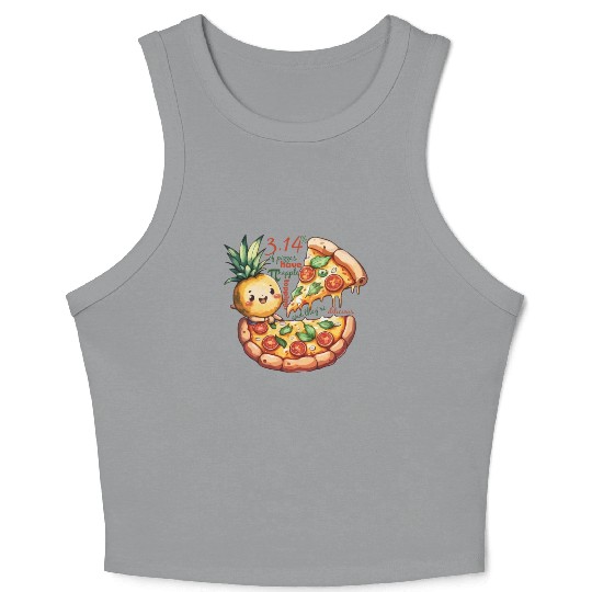 pi day math Pineapple pizza Toppings Crop Tank Top
