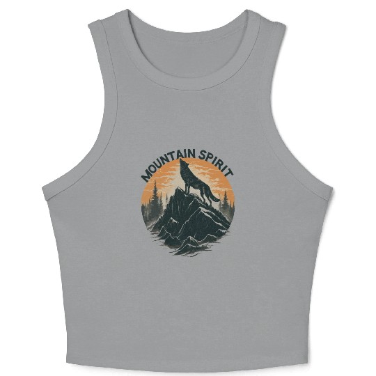 Mountain Majesty Wolf Howling on the Peak Crop Tank Top