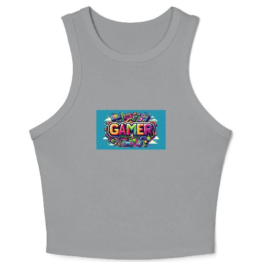 Neon Arcade Retro Gamer Crop Tank Top