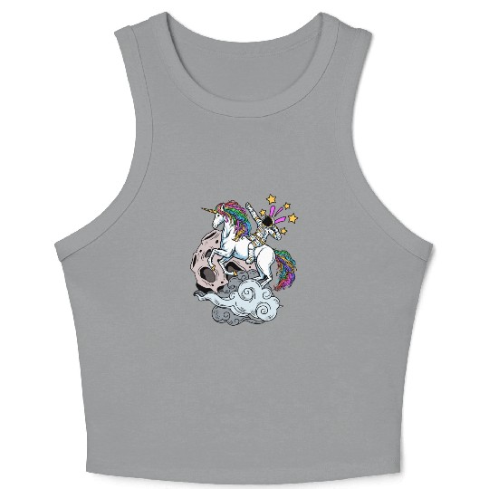 Unicorn Astronaut – Fantastic Rainbow Design Crop Tank Top