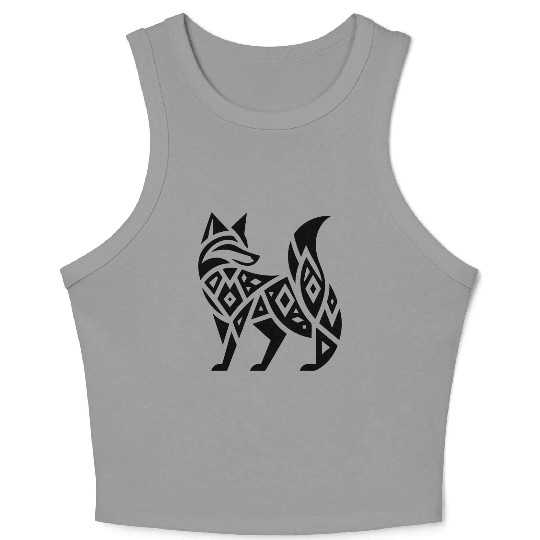 Elegant Fox In T Tattoo Style Crop Tank Top