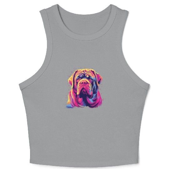 Watercolor Colorful Neapolitan Mastiff Crop Tank Top