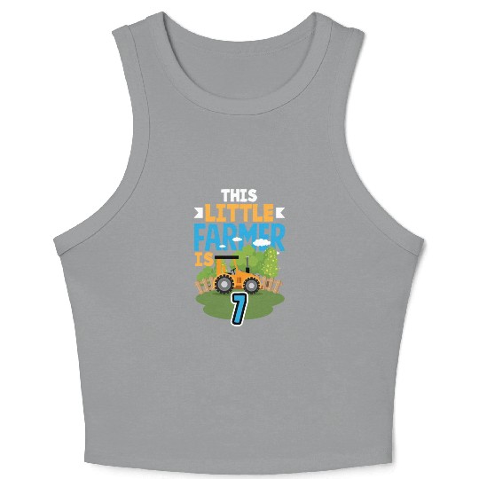7th Birthday Tractor 7 Years Birthday Boy Crop Tank Top