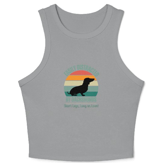 Wieners Lover Gift Easily Distracted By Dachshunds Crop Tank Top