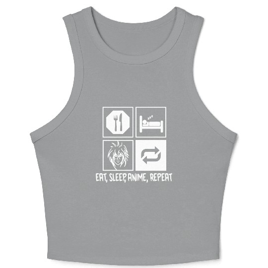 Eat Sleep Anime Repeat Crop Tank Top