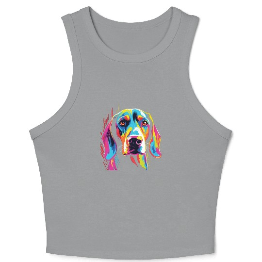Watercolor Colorful Treeing Walker Coonhound Crop Tank Top
