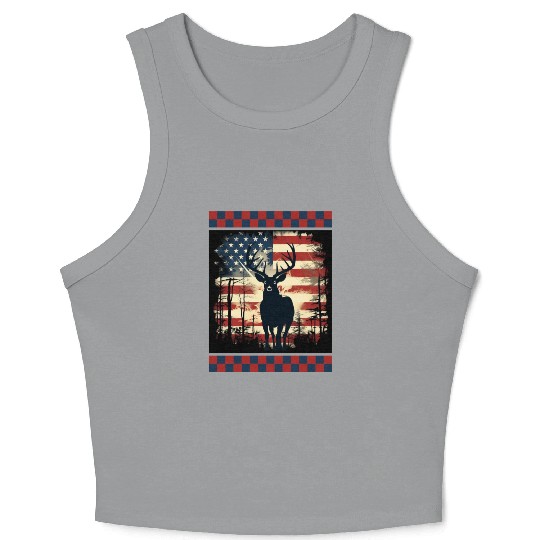Ripped American Flag Woodland Camo Underlayer Crop Tank Top