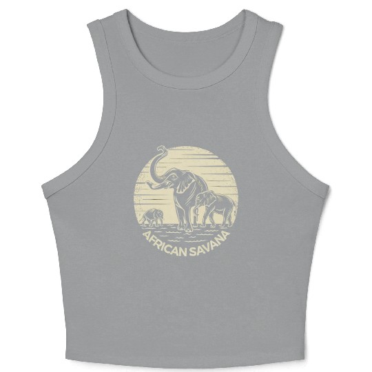 African Savana Elephants Crop Tank Top
