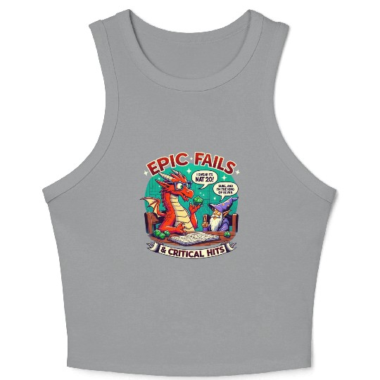 Dragon & Wizard Epic Fails D&D Pen & Paper Crop Tank Top