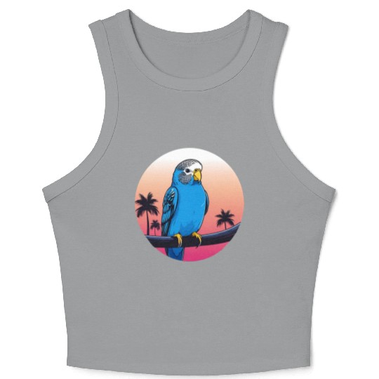 Synthwave Blue Budgie 2 Crop Tank Top