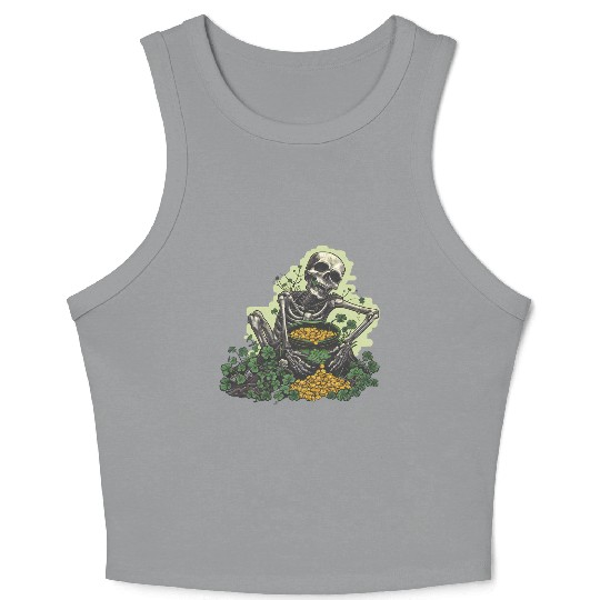 St Patricks Skeleton Pot of Gold Crop Tank Top