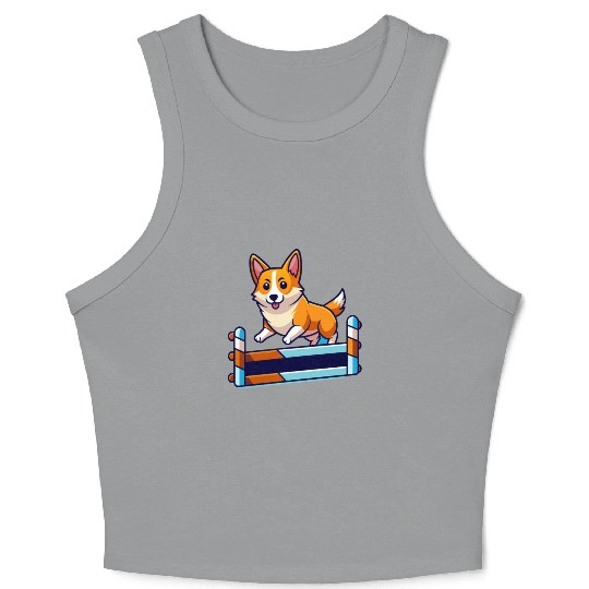 Determined Corgi Agility Course Art Crop Tank Top