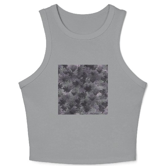 floral feel pattern in purple and gray Crop Tank Top