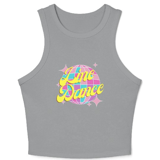 Line dance disco ball in fun neon party colors Crop Tank Top