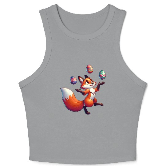 Easter Fox Juggler with Eggs Crop Tank Top