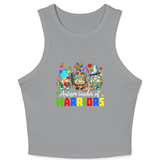 Autism Teacher Warriors Autism Autism Gnome Gift Crop Tank Top