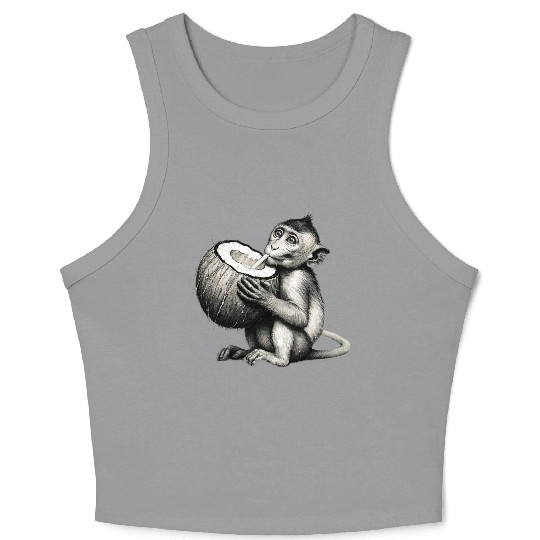 Coconut Milk-Sipping Monkey Crop Tank Top