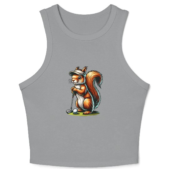 Golf Sports Squirrel Animal Lover Design Crop Tank Top