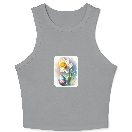 A Beautiful Daffodil With an Easter Egg Crop Tank Top