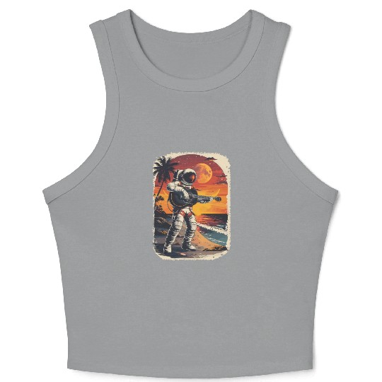 Astronaut Guitar Player Space Music Lover Crop Tank Top