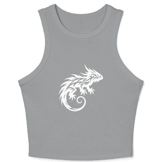 Shaggy Bearded Dragon Tribal Dragon Tattoo Crop Tank Top