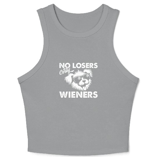 No Losers Only Wieners Dog Crop Tank Top