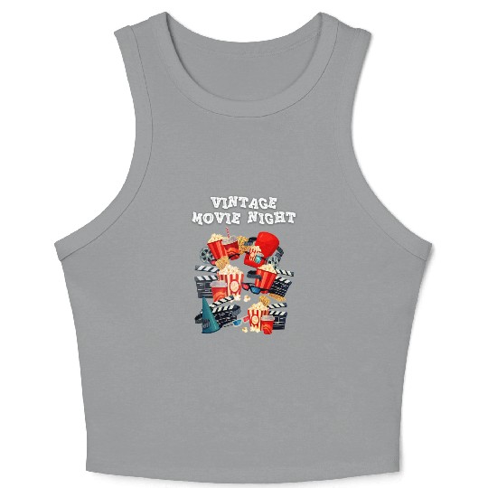Popcorn Vintage Movie Night Crop Tank Top