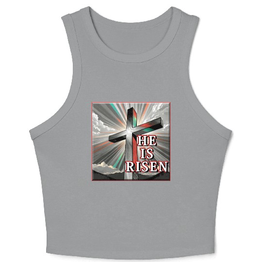 Cross, He is Risen - 2 Crop Tank Top