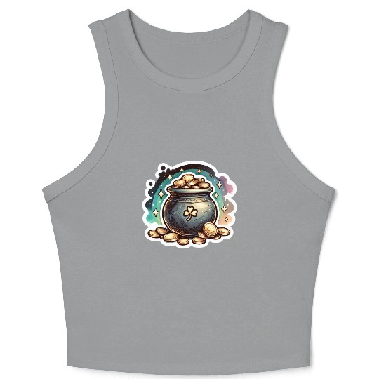 Saint Patrick's Day Sparkly Pot of Gold Crop Tank Top