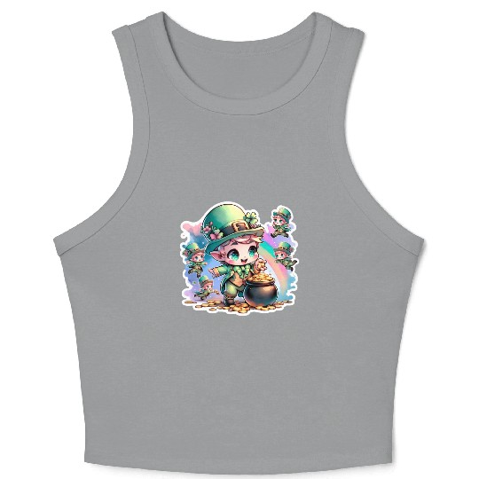 Saint Patrick's Day Chibi Leprechauns Crop Tank Top