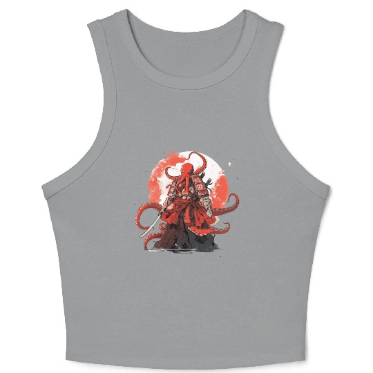 Samurai Katana Sword anime Octopus manga Warrior Crop Tank Top