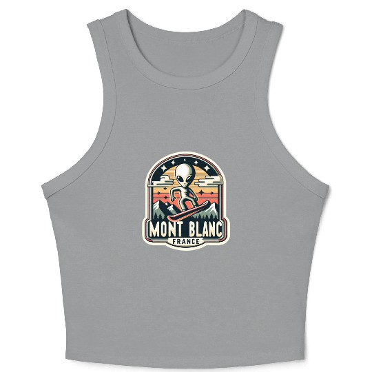 Mont blanc chamonix french alps Alien on snowboard Crop Tank Top