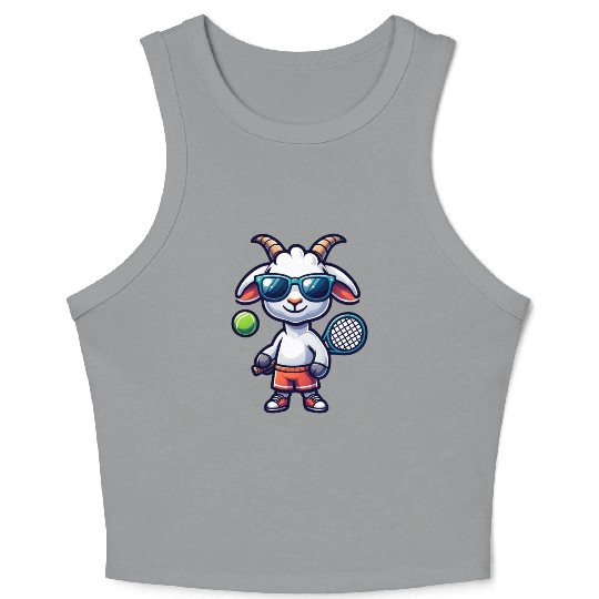 Goat Tennis Player Court Match Design Crop Tank Top