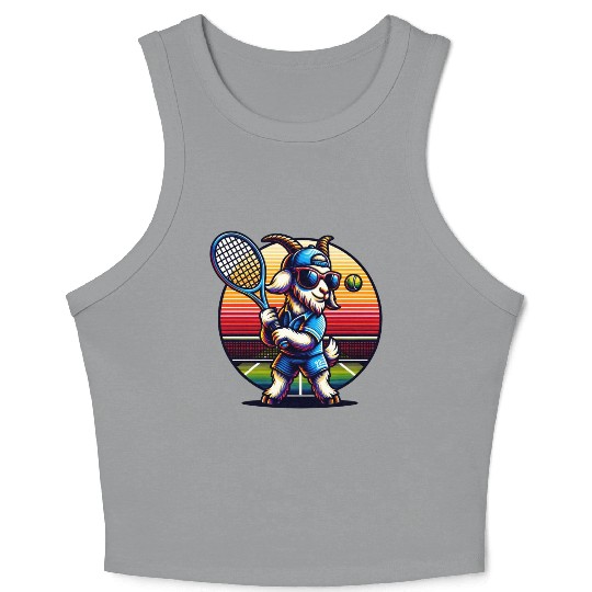 Goat Tennis Player Unique Sport Design Crop Tank Top